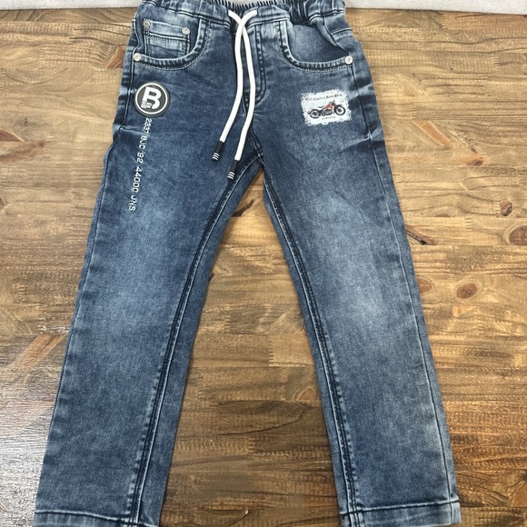 Bad Boys Denim Blue Jeans Size 22" Drawstring with Patches - Picture 1 of 10